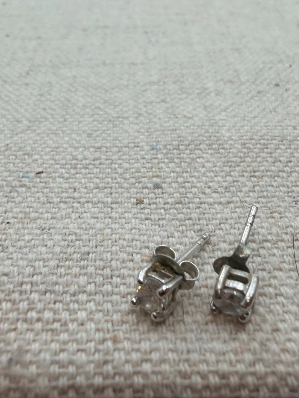 Clear Round Crystal Stud Earrings - Silver